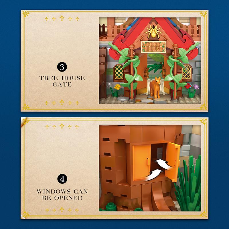 Non-Toxic 2566Pcs Tree House Building Blocks Medieval European City Street View Series Moc Model Bricks Toys For Children'S Birthday Gifts