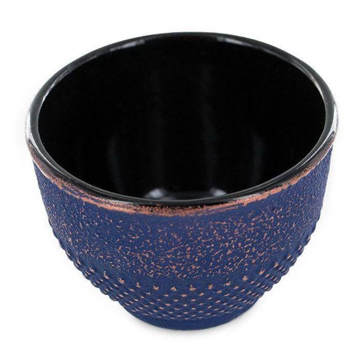 2 tasses en fonte bleu et bronze - 0,15 L