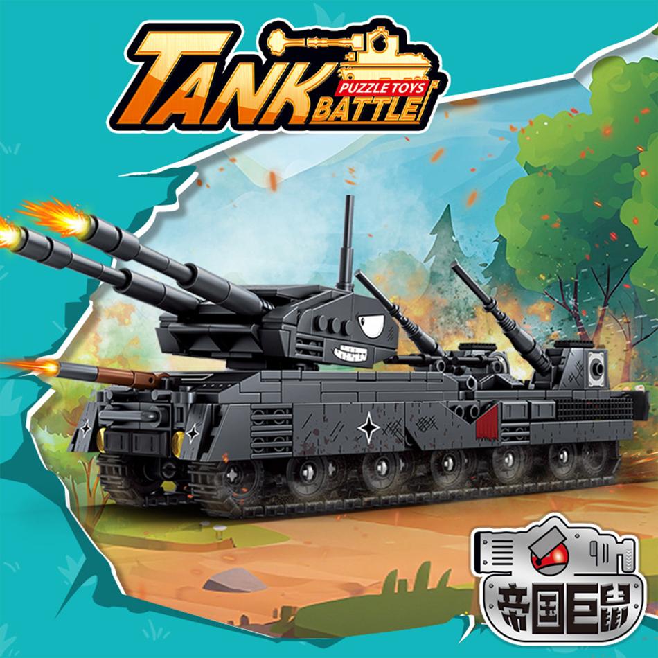 WW2 Military Cartoon Tank Monster Germany Karl Gerat Railway Gun P1000 Soviet KV 44 Model Building Blocks Bricks Toys Kids Gifts