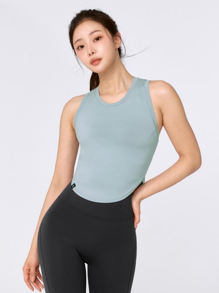 XEXYMIX Sleeveless Cropped Tank Size Cashmere XT4354G Women's Top, L, Green,