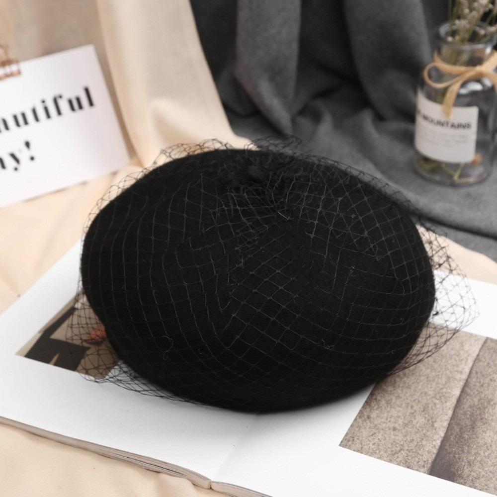 French Style Painter Hat Net Beanie Cap Vintage Mesh Wool Beret  Girl