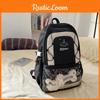 Dog Embroidered Color Blocking Design Backpack With Waterproof Nylon Material For School And Travel