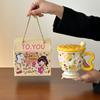 Creative Fruit Ceramic Mug With Lid Spoon Girls Home Cup Office Breakfast Coffee Water Cup High Value
