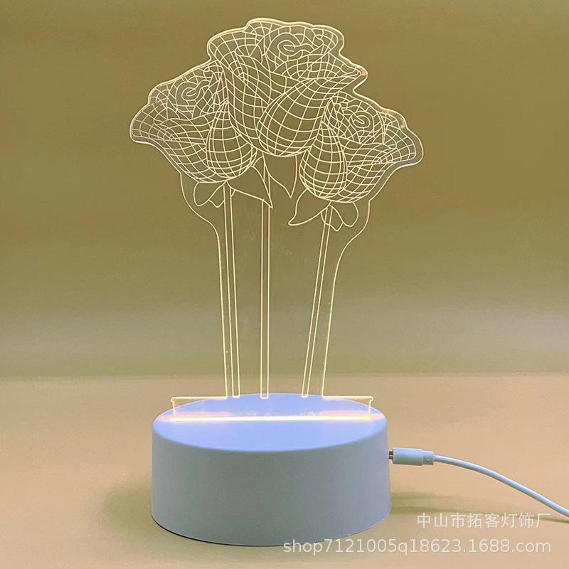 3D Bear Night Light USB LED Lamp – Acrylic Cute Animal Mood Light for Bedroom Desk Shelf, Christmas Birthday Wedding Gift for Her Him