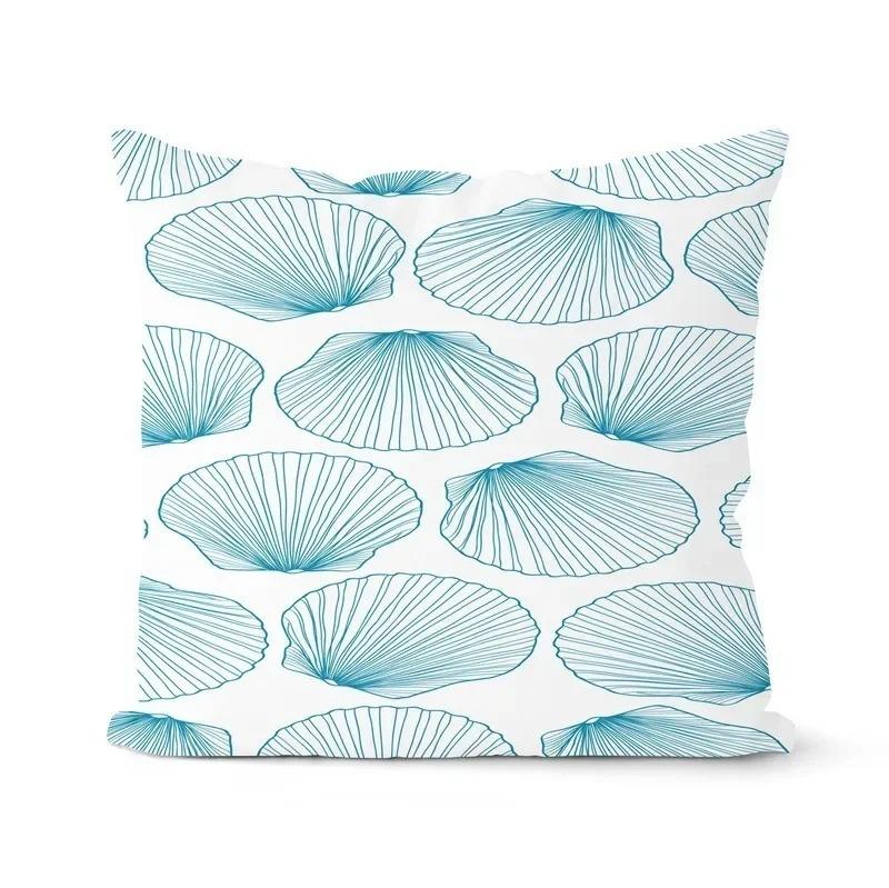 Home Decor Nautical Pattern Anchor, Crab, Shell Pillow Cover Pattern Cushion Covers For Sofa Bedroom Car Pillow Covers