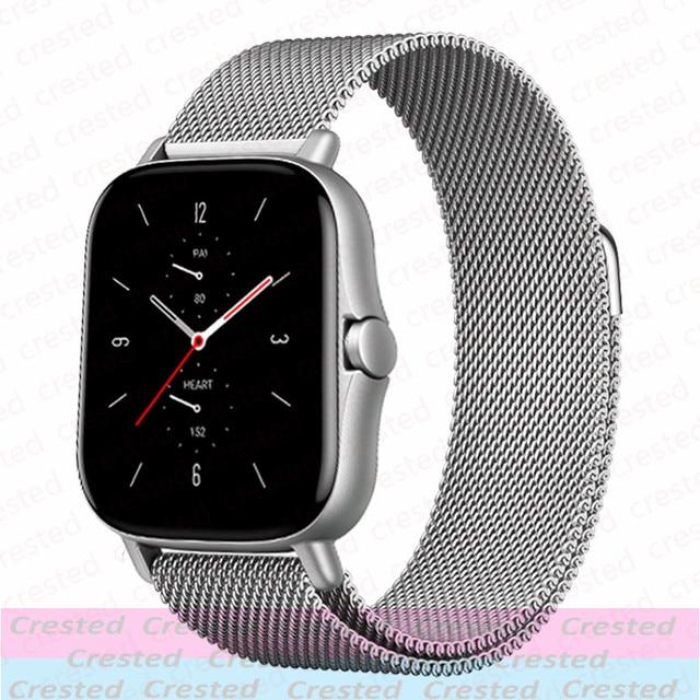 

20mm/22mm Magnetic band For Amazfit GTS/4/2/2e/3/GTS2 Mini/GTR 47mm/GTR2/3/Pro/4 stratos Metal Watch Bracelet Amazfit bip strap 20mm watch band серебряный