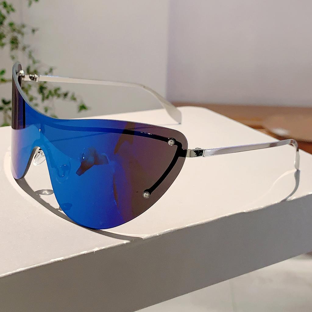 KAMMPT Vintage Rimless Metal Shades Y2K Futuristic Decor Women's Sunglasses Ins Brand Punk Ladies Sun Eyeglasses for Hiking Beach