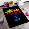 Black Base City Names No.4 Logo Area Rug Non Slip Mat, White Print Global City Street Art Carpet for Living Room Decor