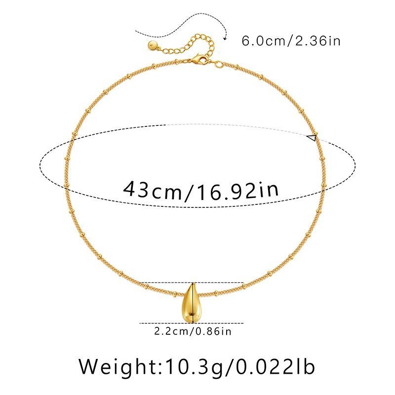 K Gold Plated Teardrop Pendant Minimalist Copper Necklace For Women