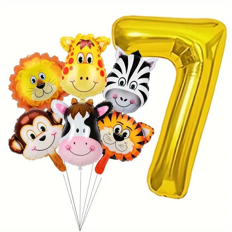 32" Jungle Animals Balloon Set: Tiger, Lion & Zebra Foil Balloons for Kids' Birthday Parties