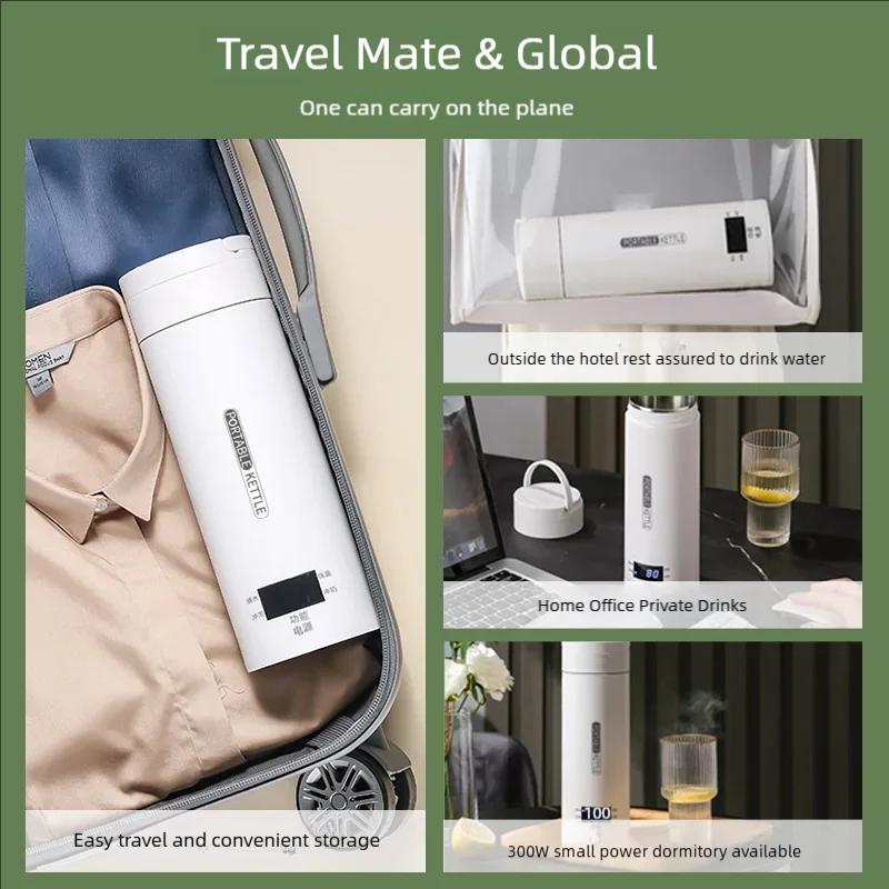 500ML Electric Kettles Portable Tea Coffee Kettle Travel Boil Water Thermal Cup Anti-Scald Water Bottle English Menu