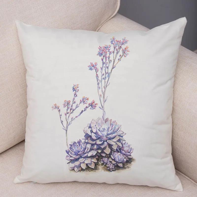 Watercolor Succulents Decorative Pillowcase Office Living Room Car Ornaments Home Pillowcase