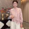 2026 Spring Chinese Style Embroidered Jacquard Frog Button Stand Collar Shirt