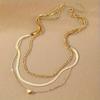 Elegant women's necklace Layered heart-shaped pendant snake chain and Cuban chain vintage classic style collarbone necklace jewelry set for