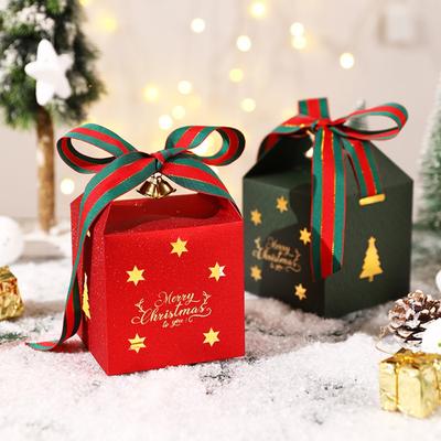 6PCS with Bell and Ribbon Christmas Candy Box Square Chocolate Box  Bakery