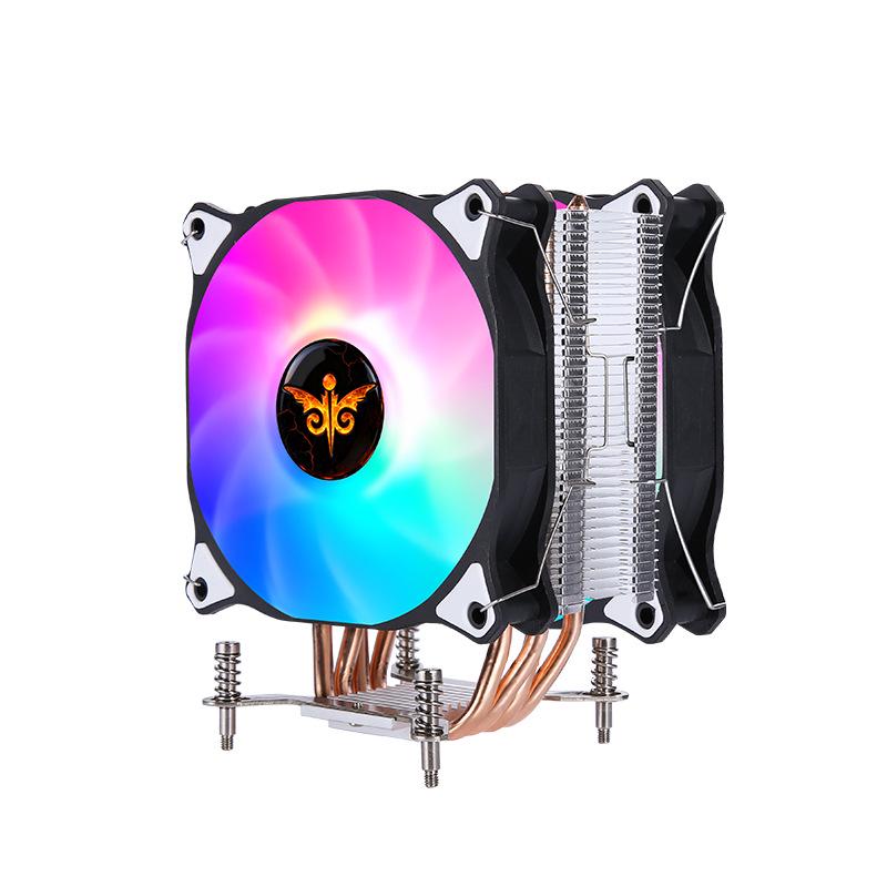 12cm Silent PWM CPU Cooler with 4 Copper Pipes, Single Tower, LGA2011 Compatible, Colorful Lights