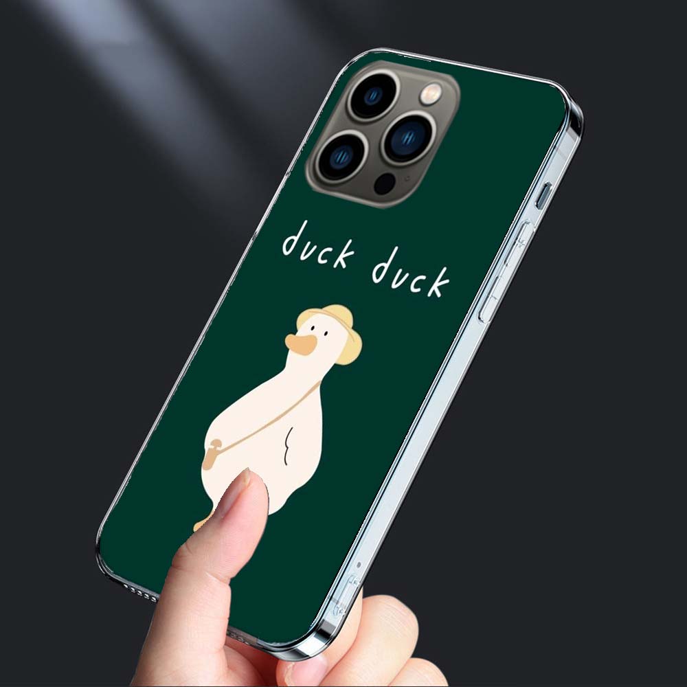 Cute Cartoon Duck Phone Case For Iphone 16E 15 Pro 14 Plus 17E 16 17 Pro Max Air 11 12 13 Mini Shockproof Capa Cute Cover TPU