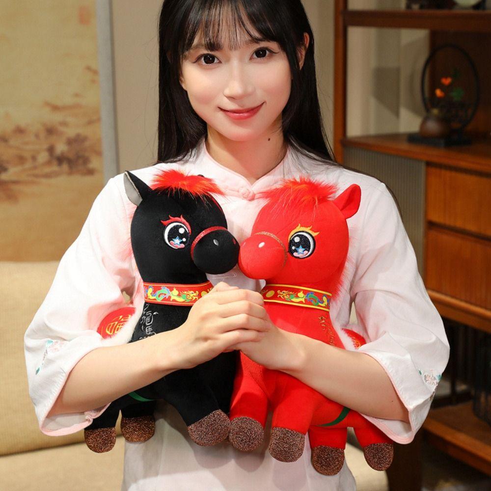 Soft Plush Horse Plush Doll Chinese Style Chinese Stuffed Horse Doll  Chinese New Year Gift
