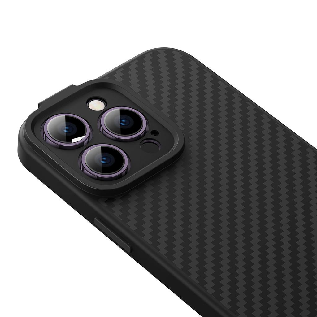 Baseus MagSafe-Compatible Fiber Case & Tempered Glass Set for iPhone 14 Pro - Black