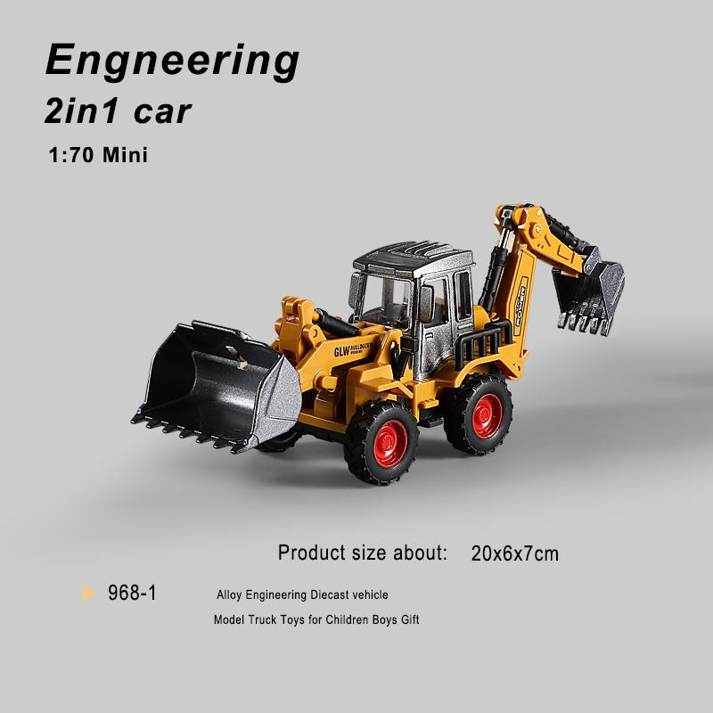 

Engineering Diecast Crane Bulldozer Excavator Vehicle Construction Alloy+Plastic Tractor Inertial Model Toys for Children Boys Mini 2in1 Car