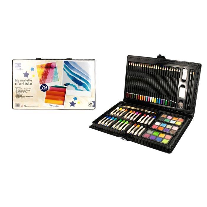 Malette d'artiste - MEGACREA DIY - 79 pcs - Noir - 24,5 x 38,4 x 3,8 cm