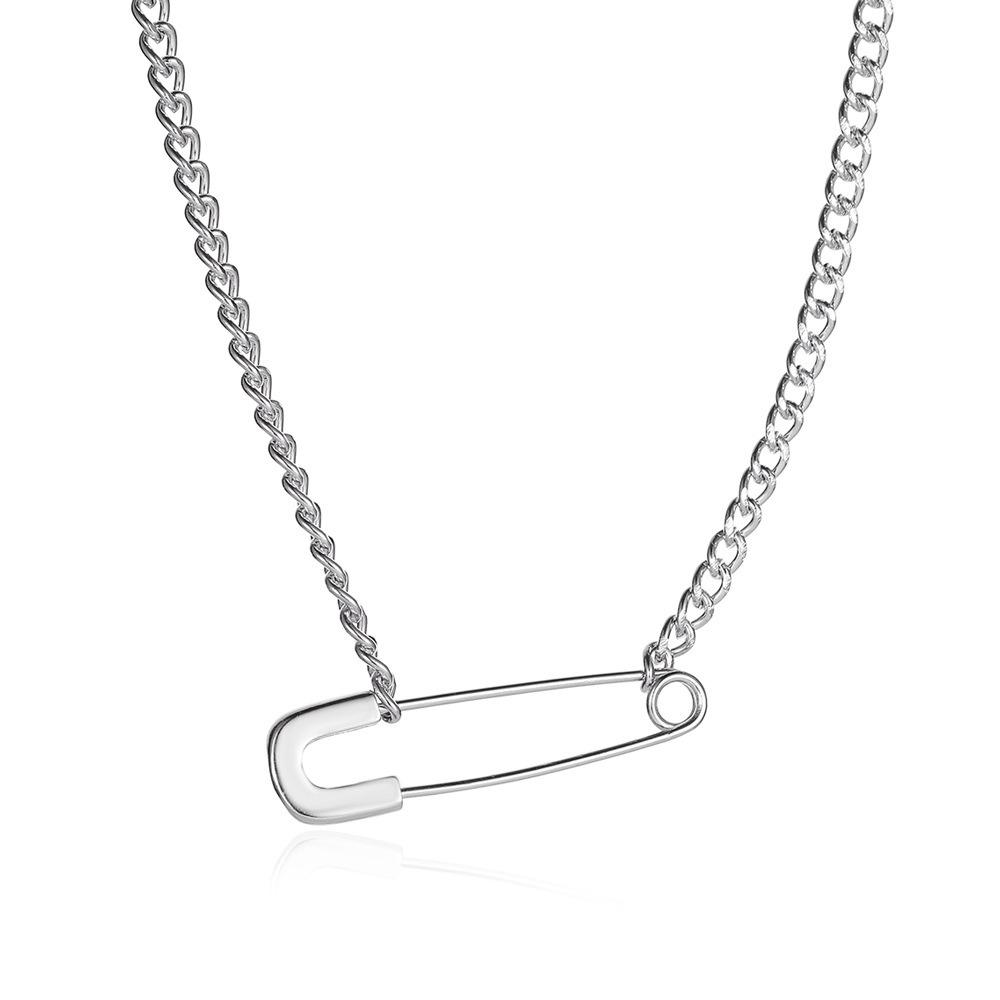 1pc Creative Pin Necklace with Unique Design, Simple Hairpin Collarbone Chain, Cool and Personal Pendant for Couples