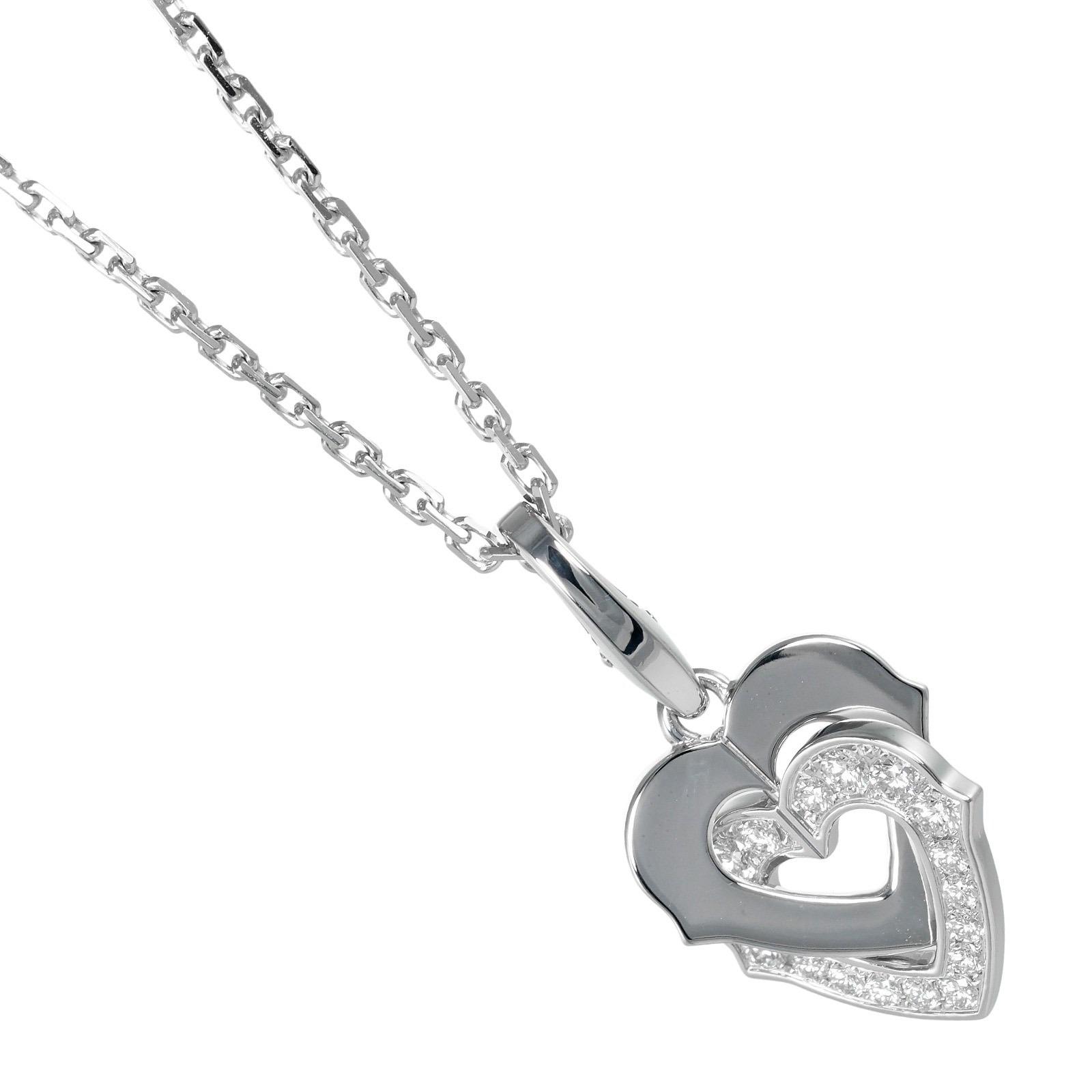 

CARTIER Double heart Necklace K18 white gold/diamond 10.25g Women Used