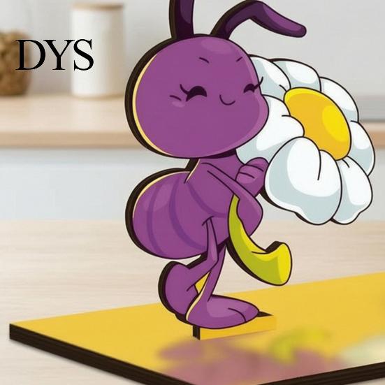 Housewarming Gift for Friend Paper Towel Holder, Cute Cartoon Ant Design, Sturdy Wooden Pastoral Style Tabletop Accessory Vertical Roll Dispenser