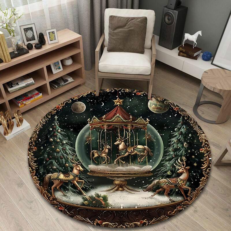 Cloud Sky Pattern Round Area Rug, Soft Blue