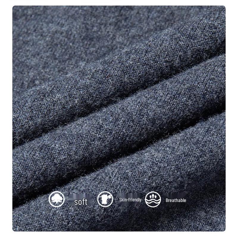 Hengyuanxiang Men's 100% Merino Wool Semi-High Collar Sweater