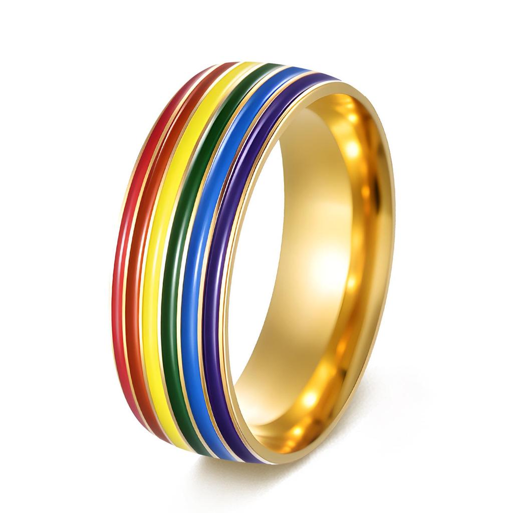 Men's Multi-color Rainbow Titanium Steel Rings