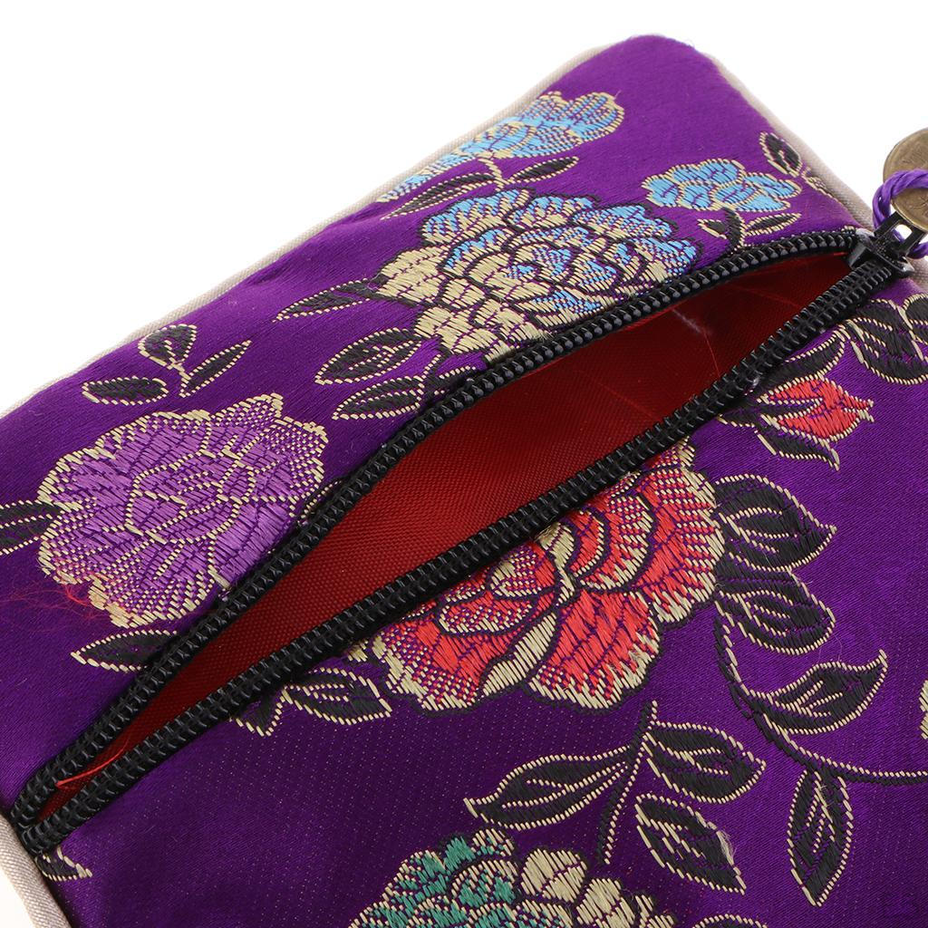 Guzheng Nail Tape Storage Bag Silk Brocade Jewelry Pouch Purse