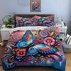 Colorful Butterfly with Vibrant Flowers Bedding Set for Kids Luxury Gift 3pcs Digital Print Comforter Set Soft Comfortable