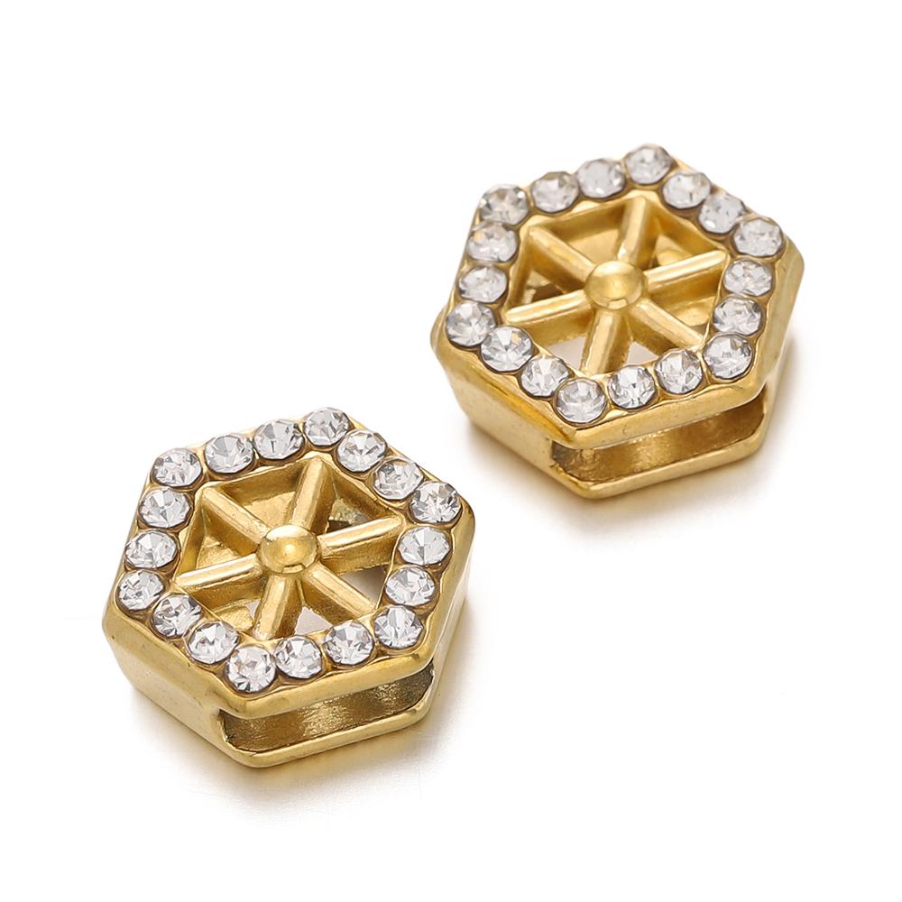 

2pcs/lot Stainless Steel Rhinestone Beads Flat Round Crystal Rondelle Spacer Bead for Jewelry Making DIY Bracelet Necklace