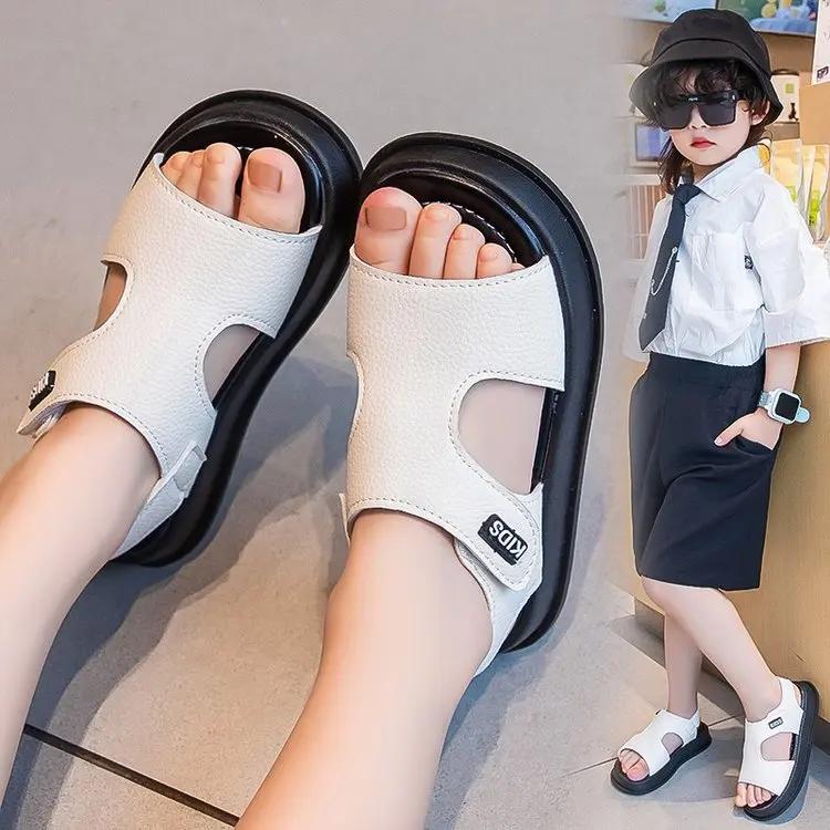 Beach Shoes Open Toes Non-slip Casual Sandals Handsome Soft Sole Summer New Children Fashion Shoes Hook&loop Trend