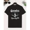 European Sizes Boys' Goonies Never Say Die T-Shirt, Iconic Movie Phrase Tee with Lettering, Casual Short Sleeve Top,  Iconic Cult for Summer