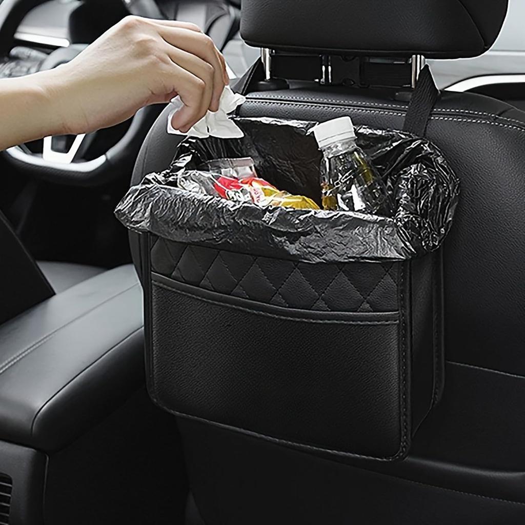 TARATI Car Storage Foldable Seatback Waterproof and Easy To PU Car Convenient Car 2 Pieces Box, Pocket, Stain-Resistant, Install, Material, 25x25x8cm,