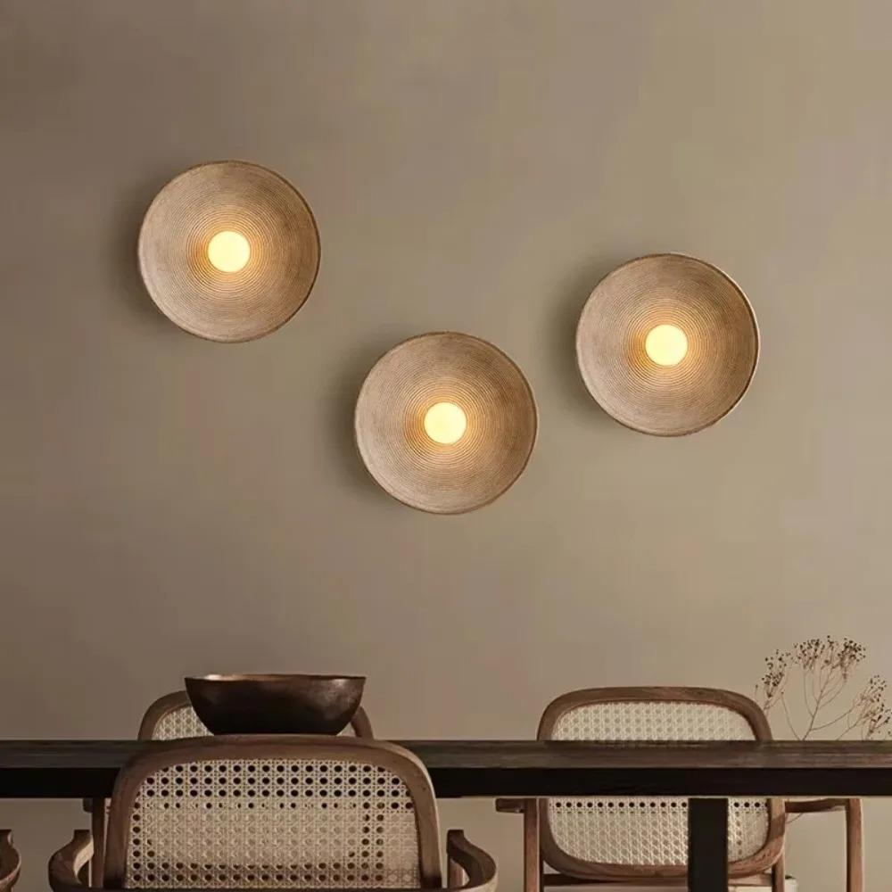 JOYINLED Round Lamp Retro Loft Living Room Bedroom Bedside Sconces Home Decoration Glass Resin Corridor Aisle Wall Lights