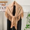 Winter scarf new fashion men's and women's knitted shawl scarf neck piercing large triangle scarf shoulder tassel shawl outside