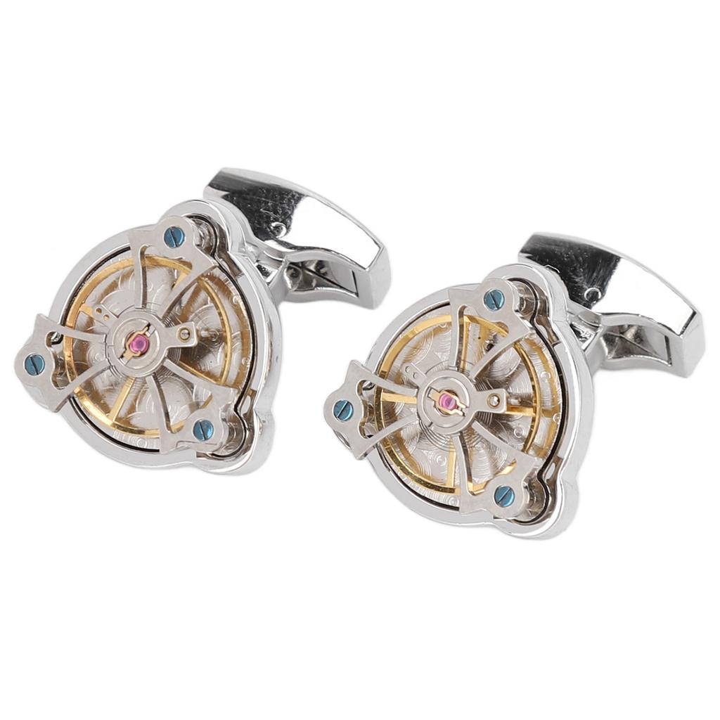 Movement Cufflinks Retro French Style Electroplating Process High Polishing Silver Brass
