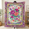 Bohemian Patchwork Style Vintage Floral Blanket Printed Flannel Soft Warm Cozy Season Nap Bed Sofa Travel Camping Gift Adult Kid