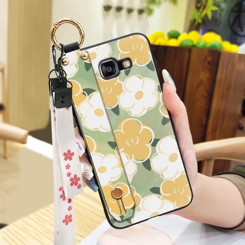 Back Cover Wristband Phone Case For Samsung Galaxy A510/A5 2016/SM-A510F Anti-dust Kickstand Waterproof Flower Durable
