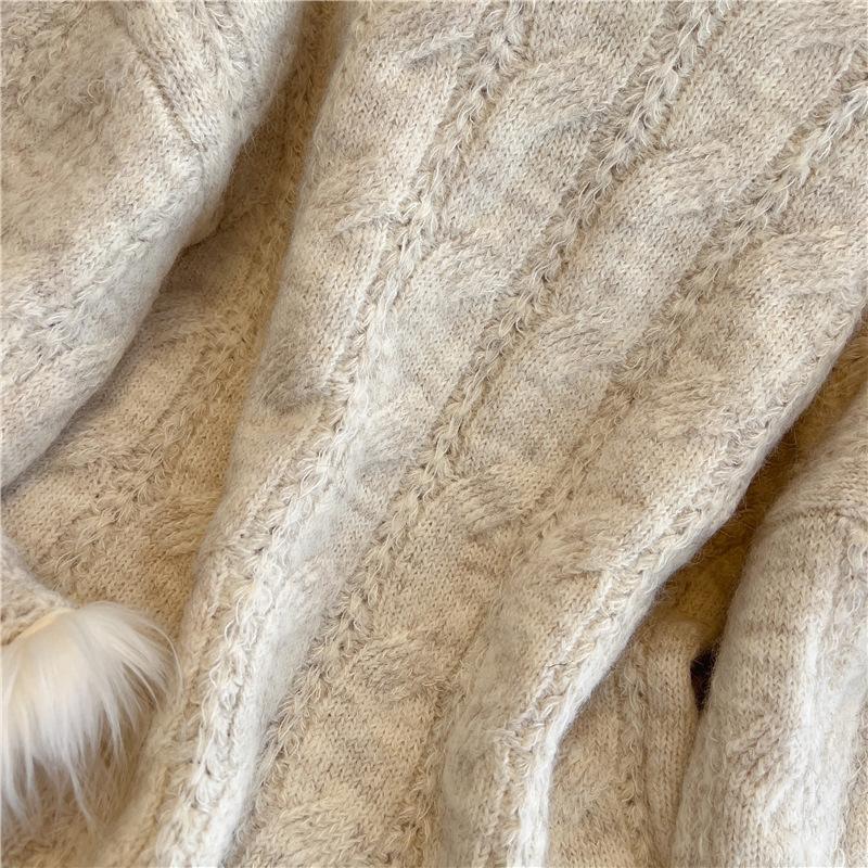 Sweater for Women Winter Cotton Thickened Pullover Round Neck Knitted Stretchy Long Sleeve Oversize Jumper Sweater Tops