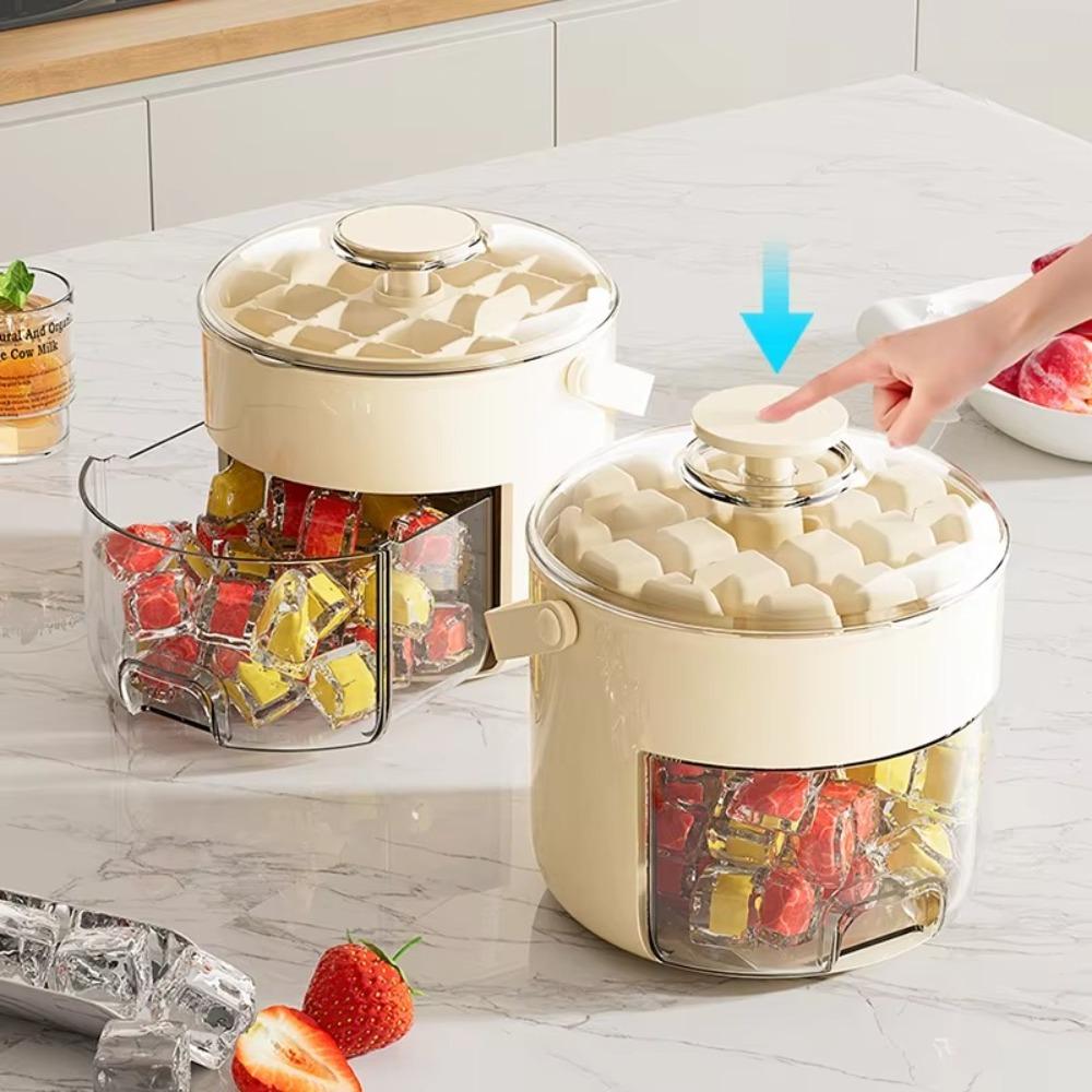 Press Type Home Ice Box with Lid Ice Cube Maker Fashion Ice Compartment Boxs Ice Tool