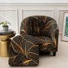Club Chair Slipcover 2 Piece Stretch Printed Round Barrel Chair Covers Removable Tub Chair Slipcover With Elastic Bottom