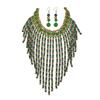 Fashion Exaggerated Hand-Woven Beaded Short Necklace Earrings Set, Necklace Jewelry Women