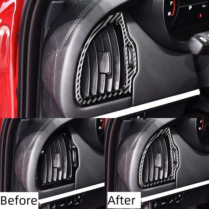 For Kia Stinger 2018- Real Carbon Fiber Console AC L&R Air Outlet Vent Trim