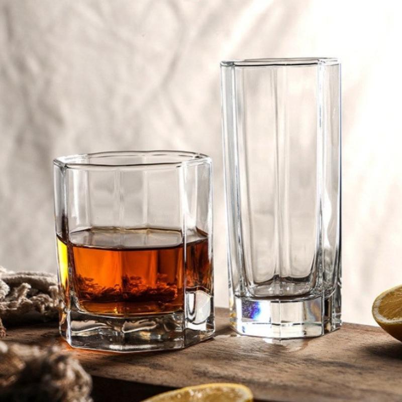 260ml/220ml Beverage Cup Thick Bottom Glass Cup Household Juice Milk Tea Mugs Whiskey Glass High End Brandy Cocktail Beer Cups