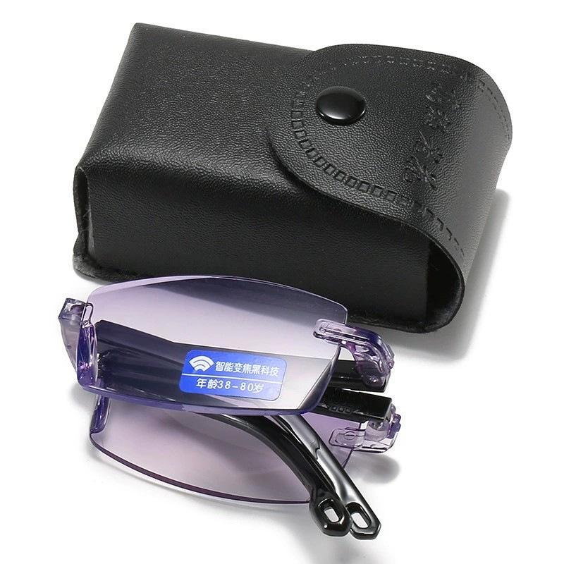 

Складные очки для чтения для мужчин и женщин, безободковые очки для пресбиопии из TR90, классические компьютерные очки с защитой от синего света, с футляром +1.0~+4.0 4