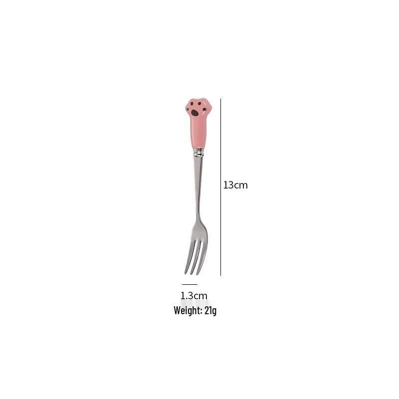 Cartoon Children's Stainless Steel Long Handle Spoon & Fork Set